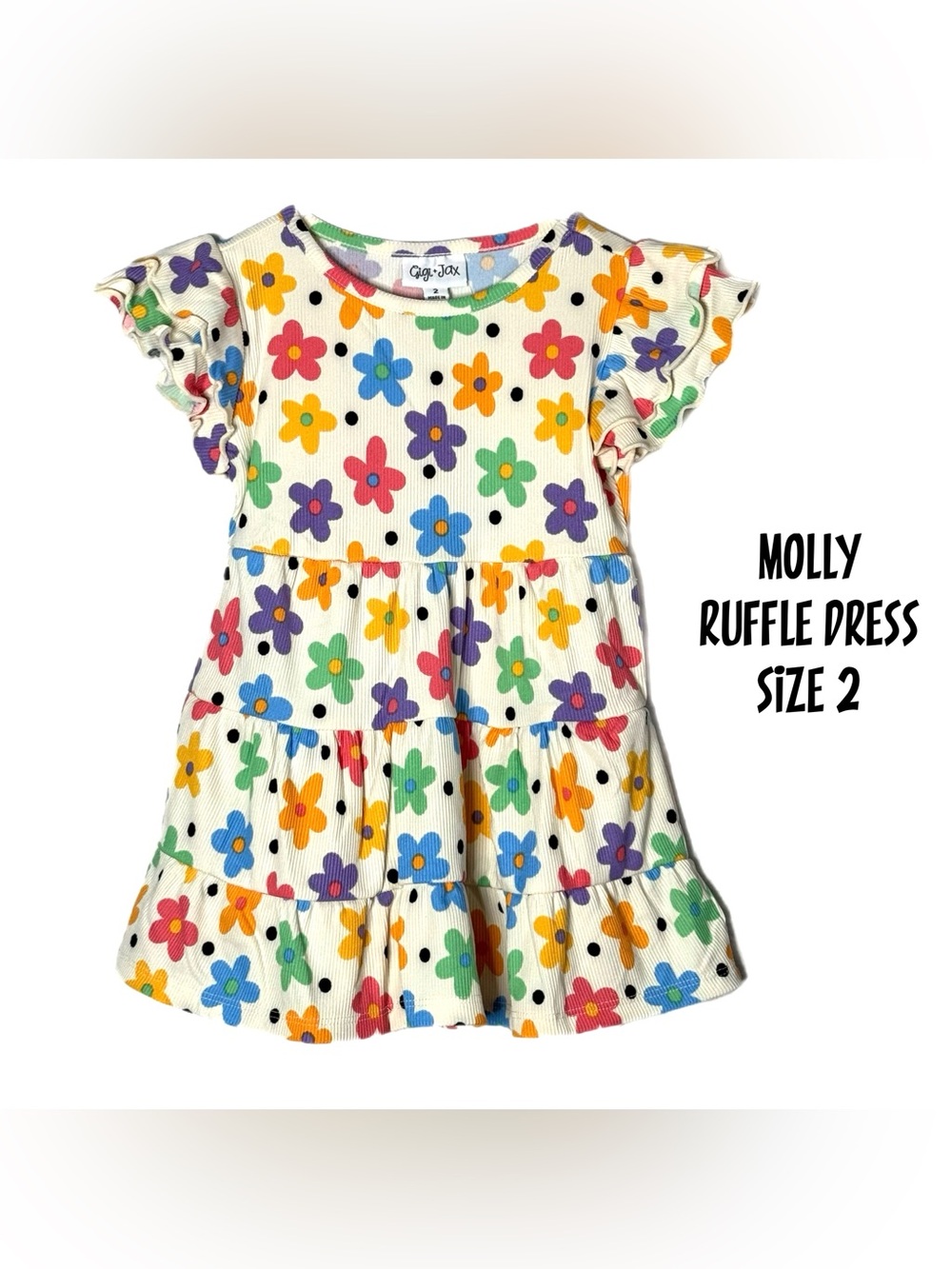 NWT Molly ruffle dress, girls dress, flowers, size 2, LuLaRoe Gigi + Jax - Picture 2 of 2